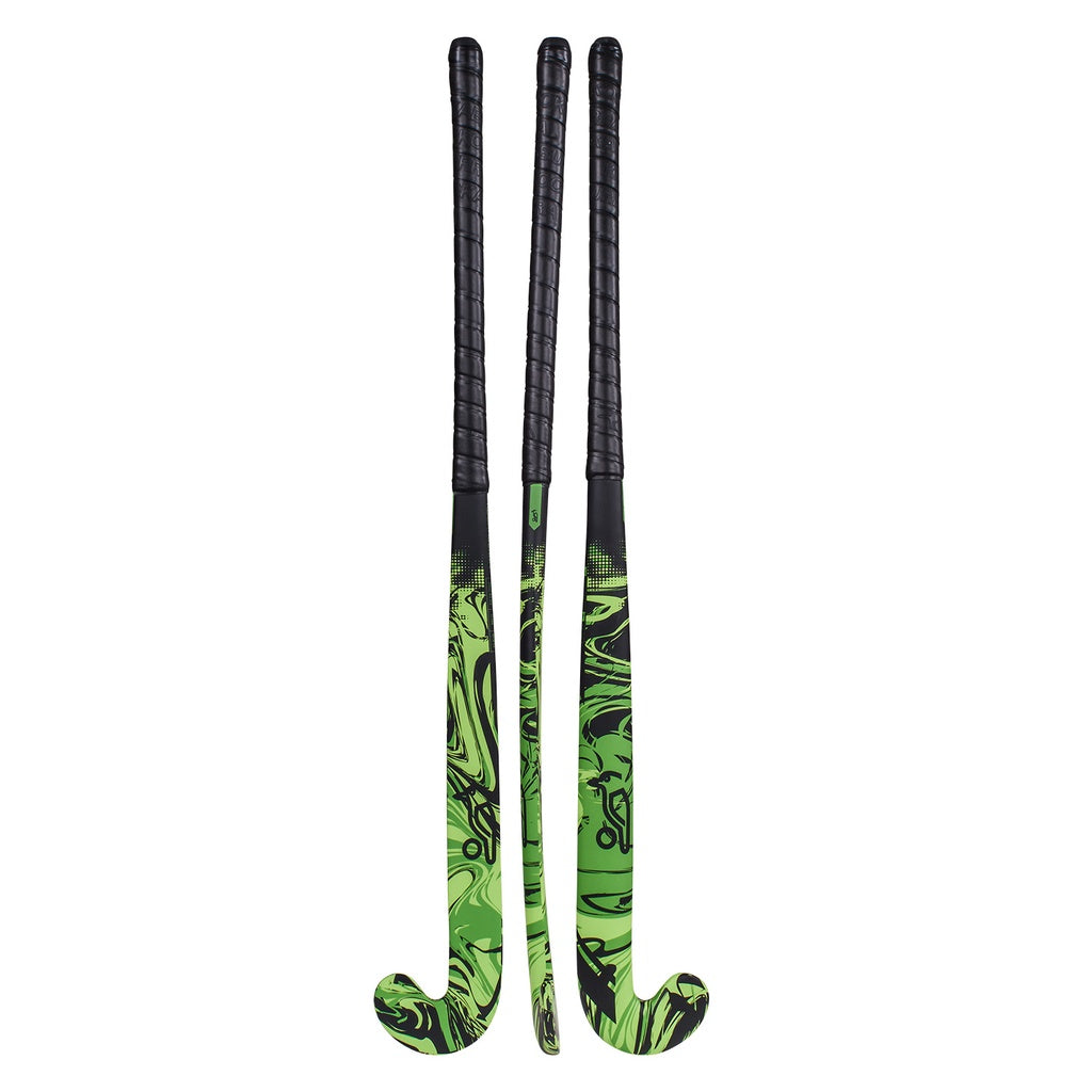 Kookaburra Marble L-Bow Hockey Stick - Black/Green