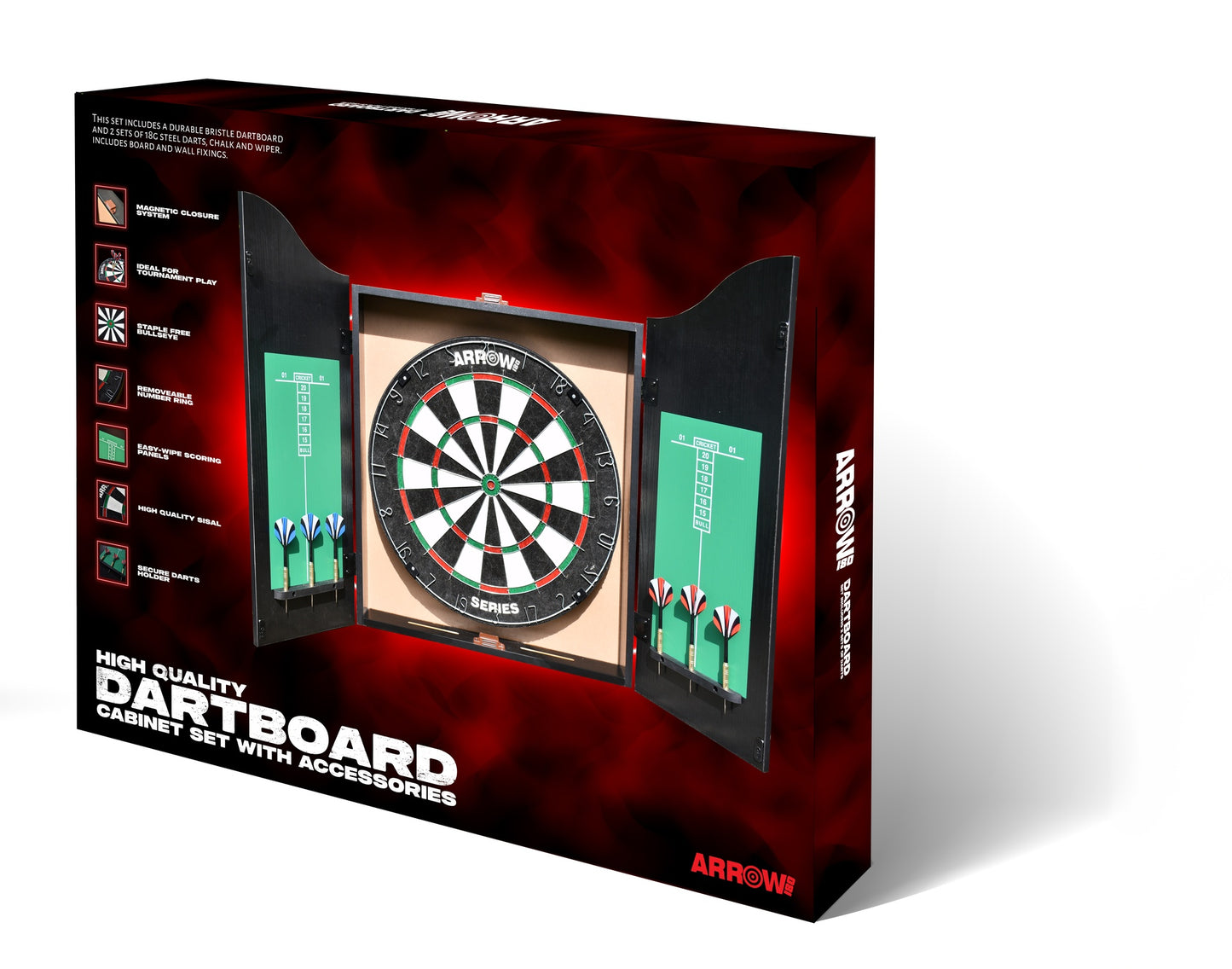 Arrow180 Bristle Dartboard Cabinet Set