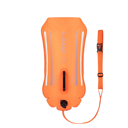 Zone3 Recycled 2 LED Light Backpack Swim Safety Buoy/Dry Bag (28L) - Hi-Vis Orange