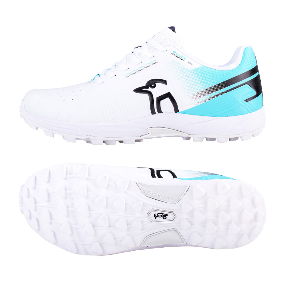 Kookaburra KC 3.0 Rubber Cricket Shoes - White/Aqua - UK Shoe 10