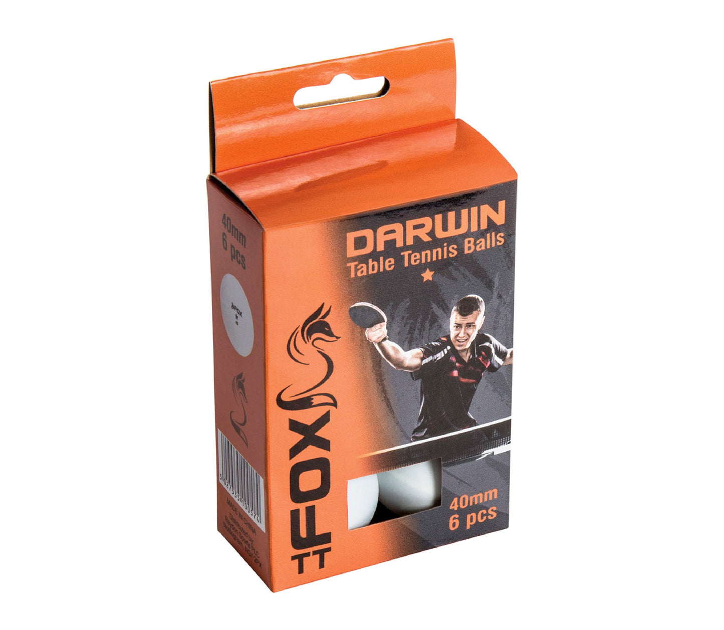 Fox TT Darwin 1 Star Table Tennis Balls (Pack of 6)