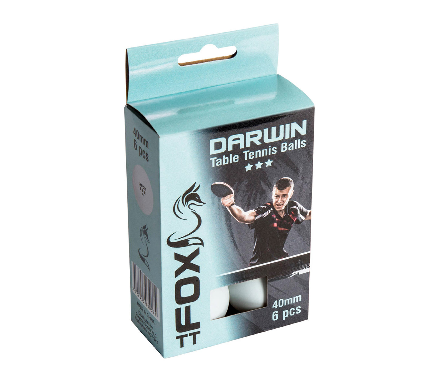 Fox TT Darwin 3 Star Table Tennis Balls (Pack of 6)