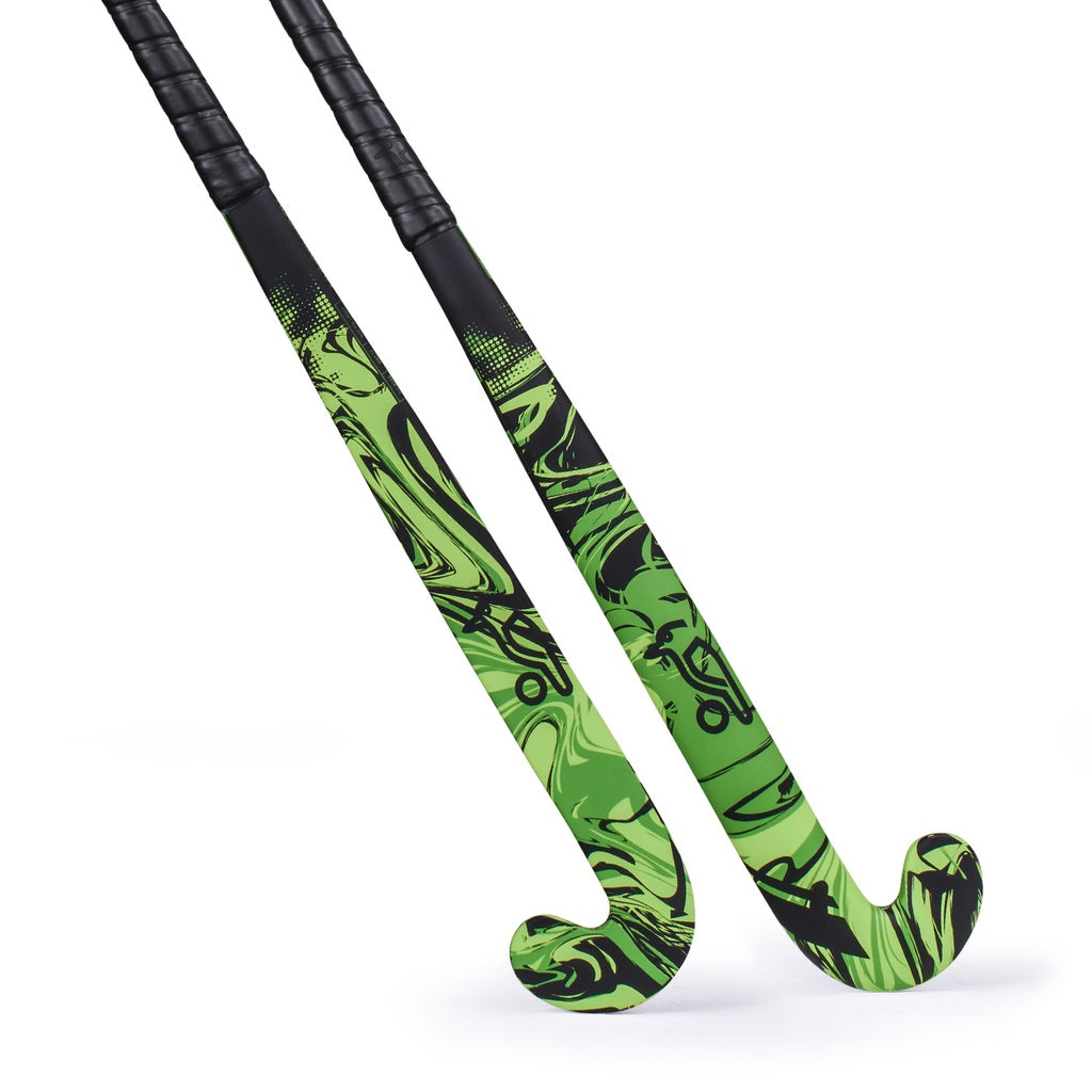 Kookaburra Marble L-Bow Hockey Stick - Black/Green