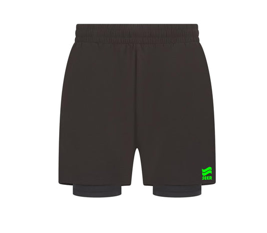 Seer 2 in 1  Sports Shorts - Black/Green