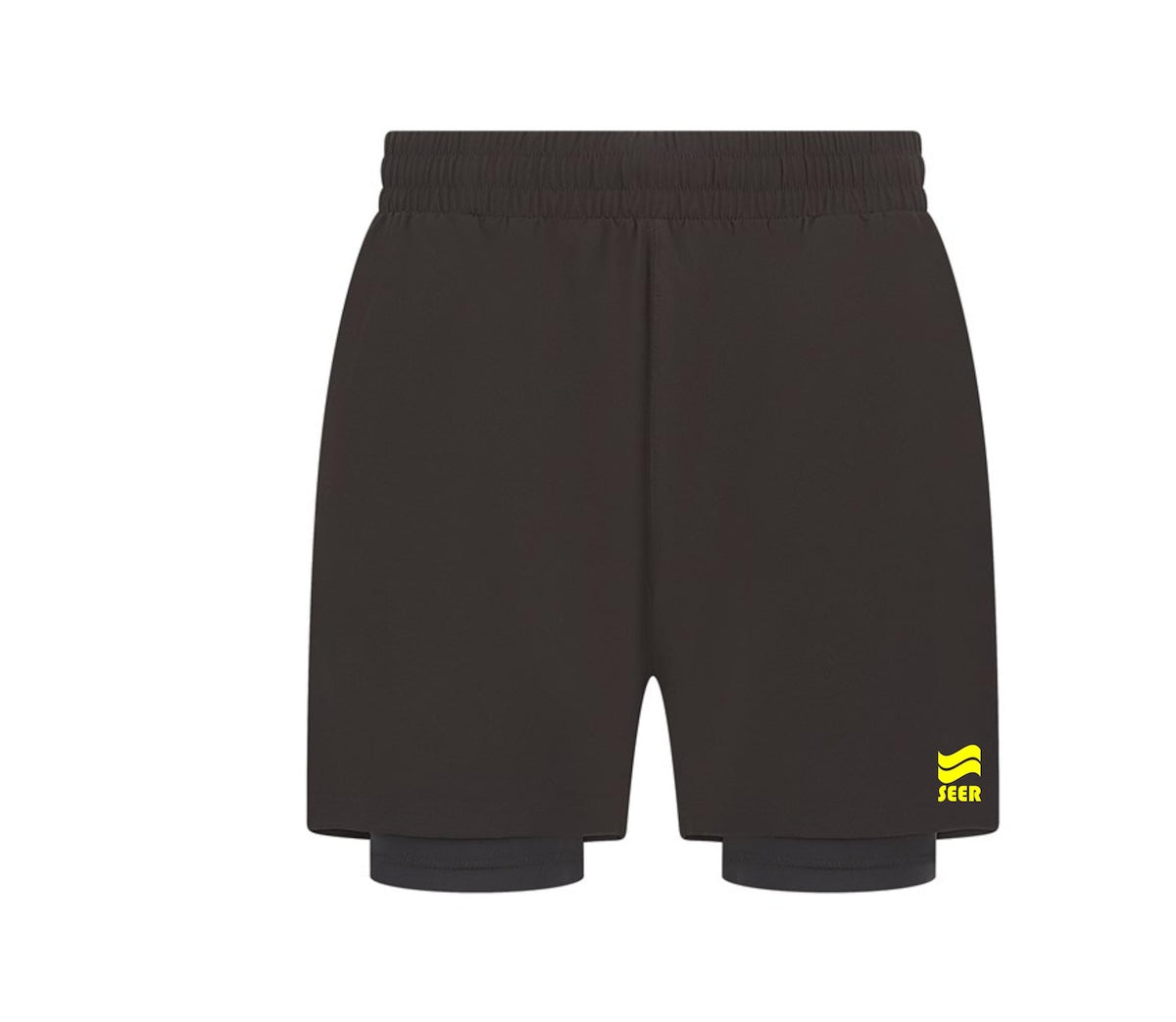 Seer 2 in 1  Sports Shorts - Black/Yellow