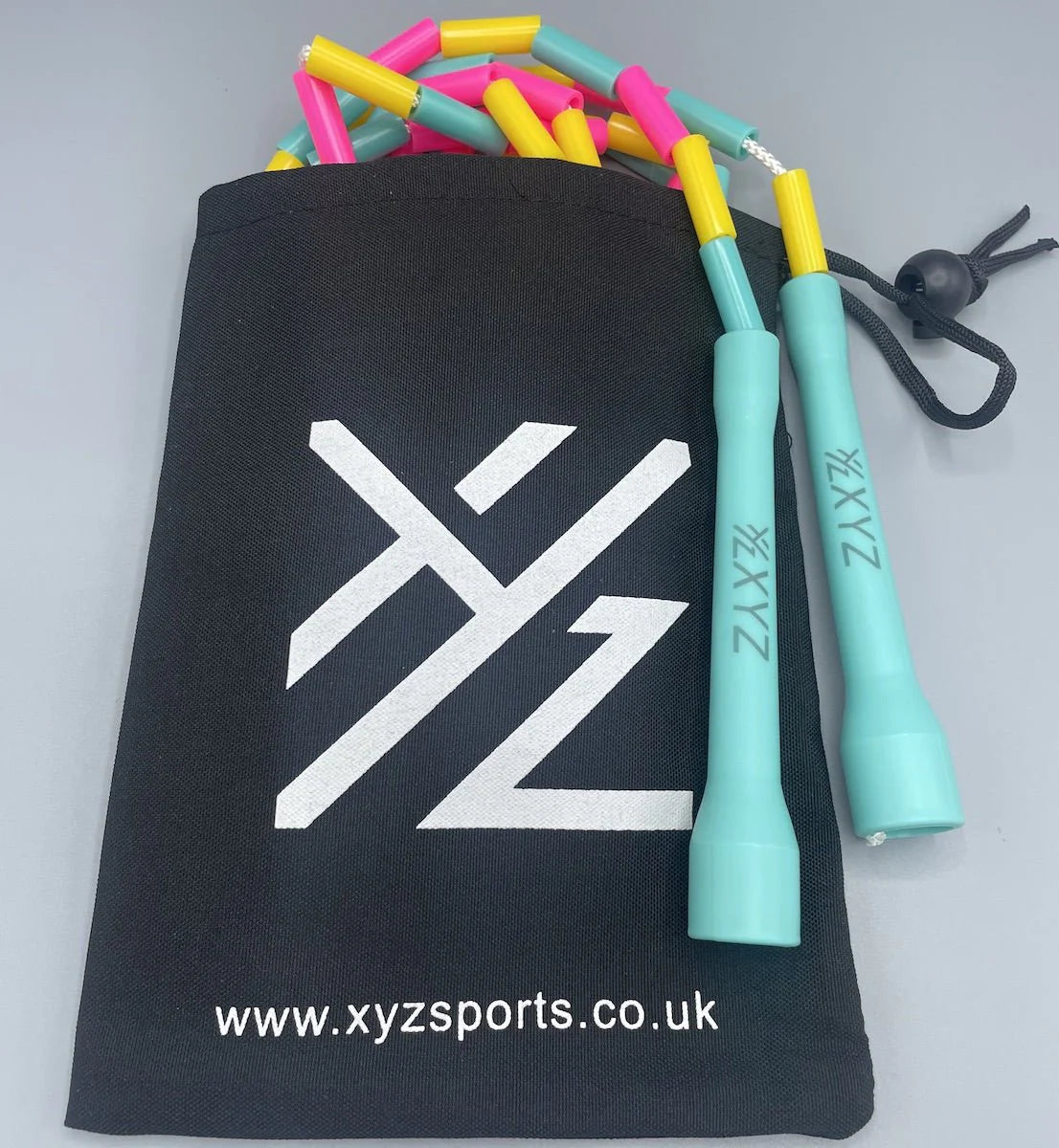 XYZ X2 Freestyle Beaded Jump Rope - Turquoise/Pink/Yellow