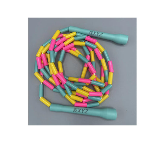 XYZ X2 Freestyle Beaded Jump Rope - Turquoise/Pink/Yellow